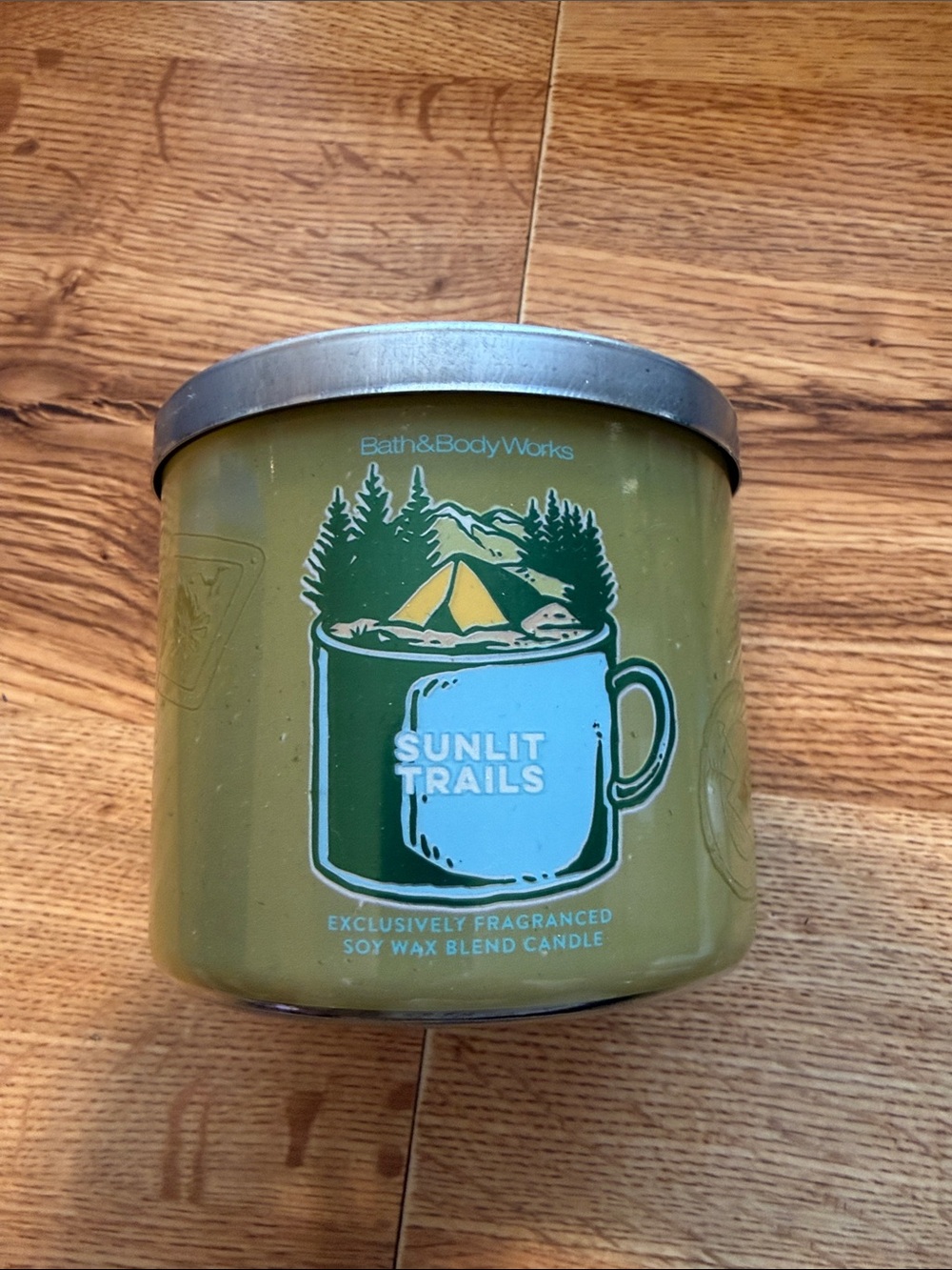 Bath and body works sunlit trails three wick candle.